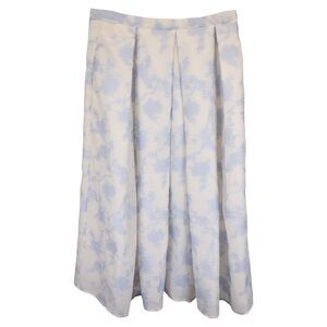 Erdem Floral Midi Skirt in Light Blue Cotton